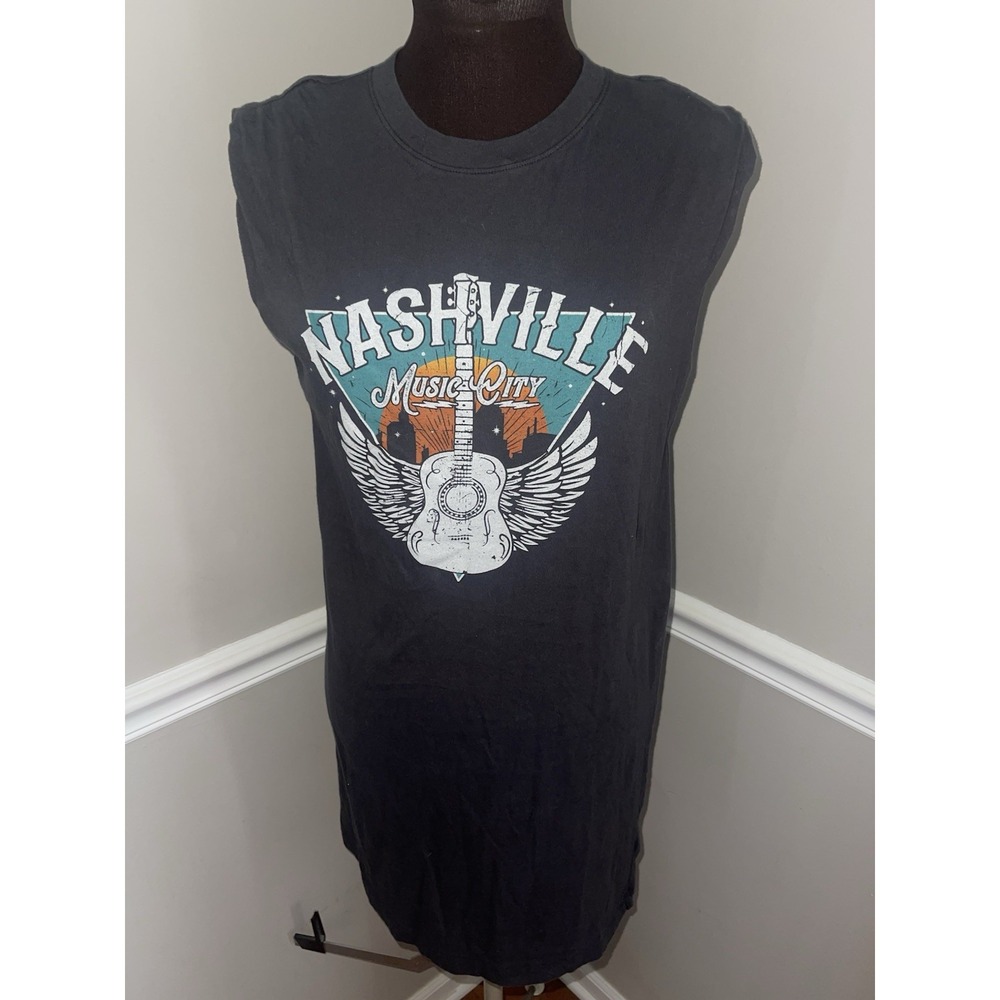 Maurices Nashville Music City Cap-Sleeve Graphic T-Shirt Dress Size M Western